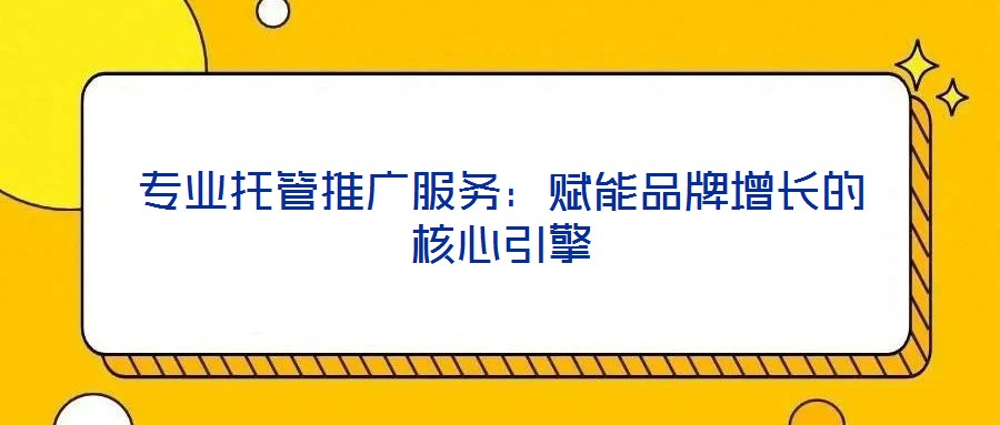專業托管推廣服務:賦能品牌增長的核心引擎
